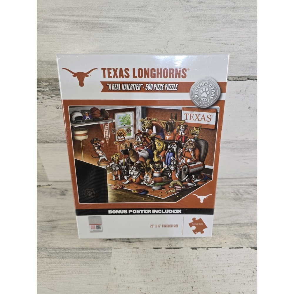 Texas Longhorns 500 Piece Puzzle YouTheFan A Real Nailbiter Dogs Bonus Poster‎